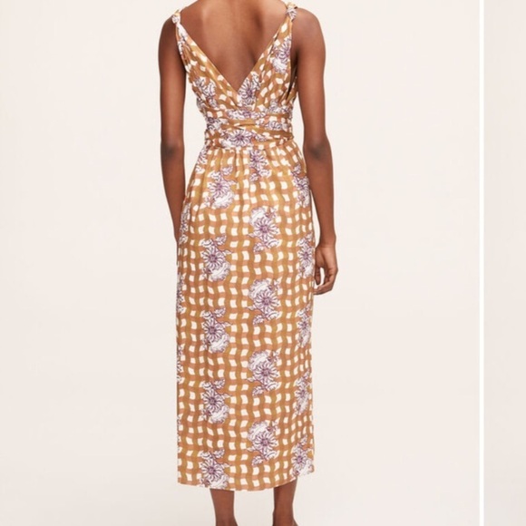 REBECCA TAYLOR GINGHAM DAISY PRINT WRAP DRESS SIZE 2 NWT - Picture 3 of 12